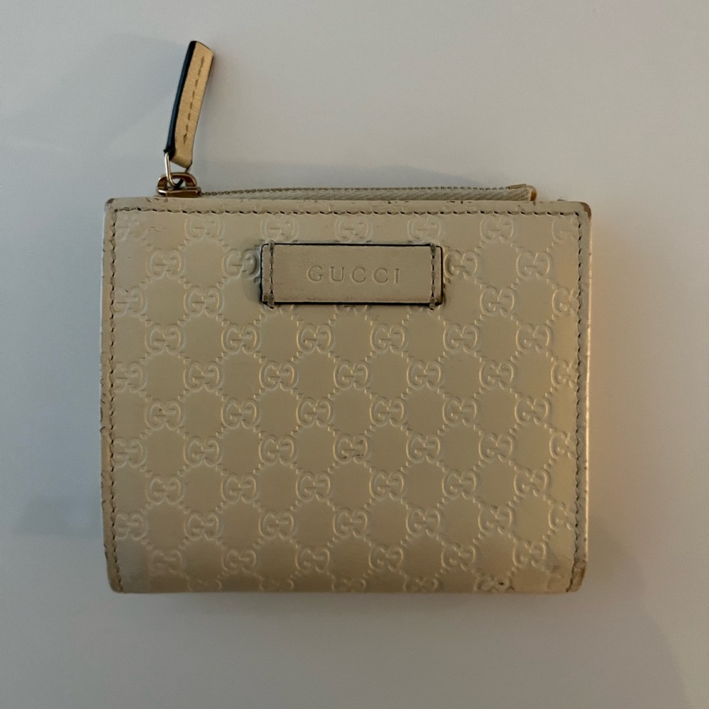 Gucci GG Guccissima leather small bifold wallet- ivory